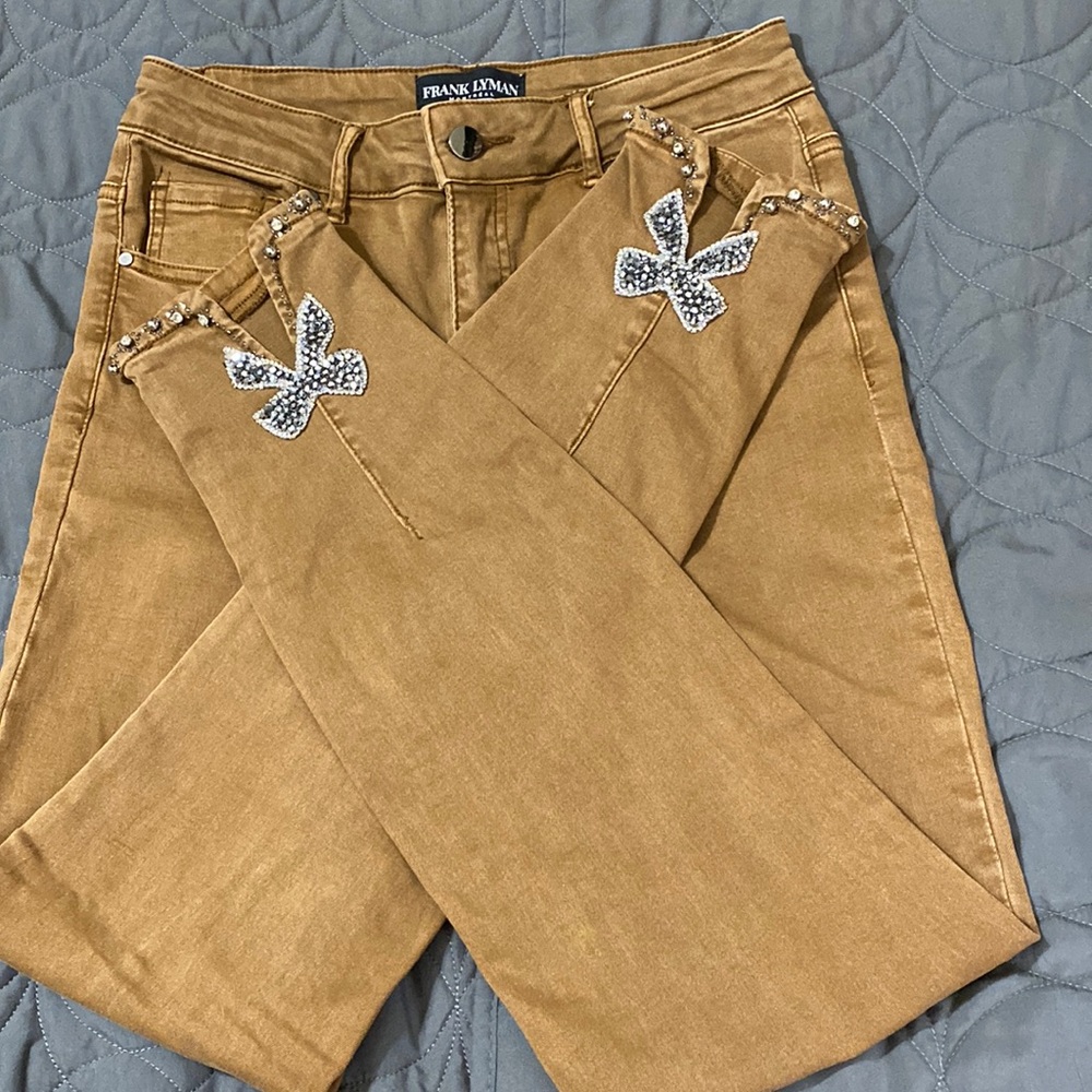 Sz S(27-28)🇨🇦⭐️New Frank Lyman Bow Jeans Chestnut Brown. Never Worn